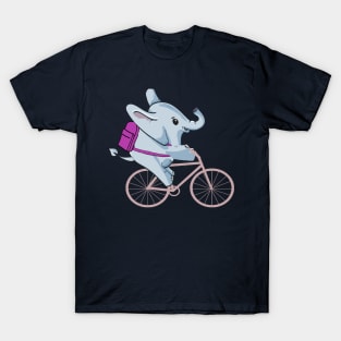 Elephant Back To School Bike Funny T-Shirt